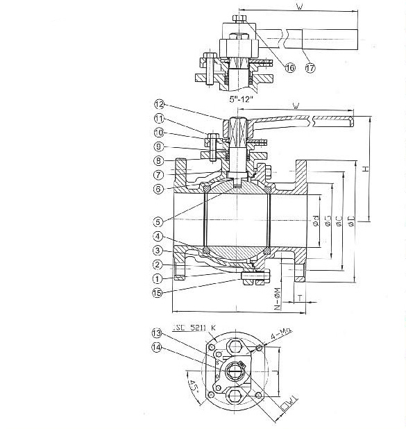 ANSI 150LB 二片式法兰球阀