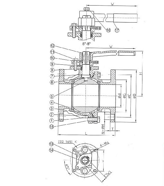 ANSI 300LB 二片式法兰球阀