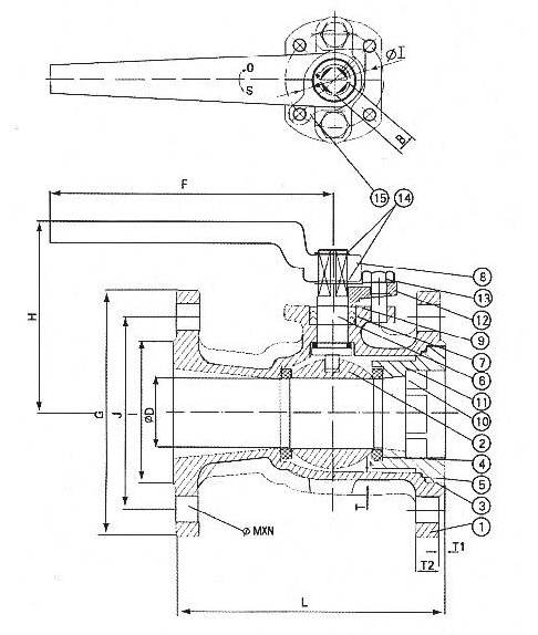 ANSI 150LB 一片式缩径法兰球阀
