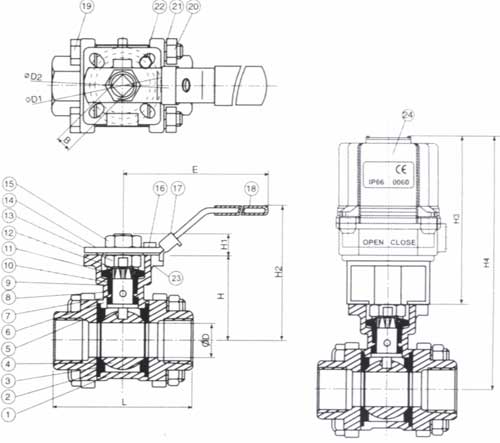 HS-03T/E 电动三片式球阀
